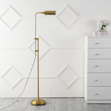 Zinnia 63" Industrial Minimalist Height-Adjustable Iron Pharmacy LED Floor Lamp - JONATHAN Y